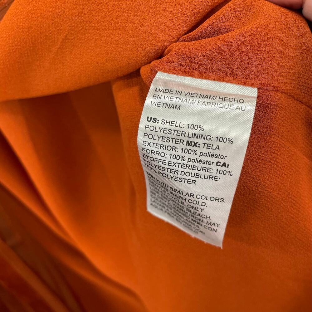 Chicos Blouse Womens Medium Bow Shadow Stripe Top Satin Terracotta Rust Sz 1 NWT - Picture 10 of 13